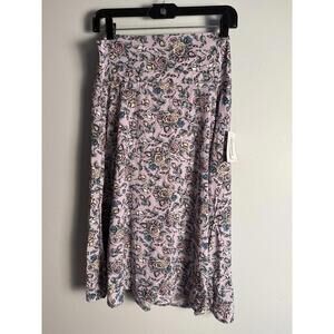 LuLaRoe Azure Skirt Floral Rose Pink A-Line Yoga Waist Knee Length Soft XXL NWT